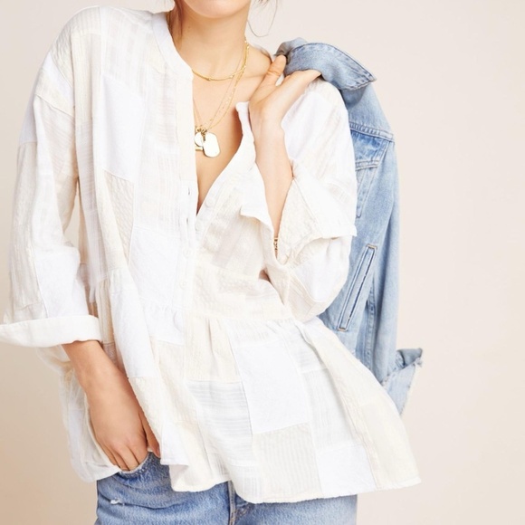 NWT Anthropologie Maeve Zoe Patchwork Swing Top Small - Picture 2 of 11